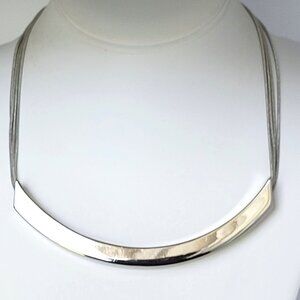 EXPRESS Silver Tone Multi Snake Chain Bar Necklace 18"